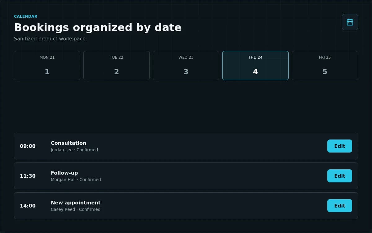AI Call Deck Calendar dashboard