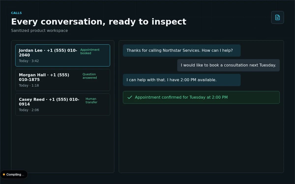 AI Call Deck Calls dashboard